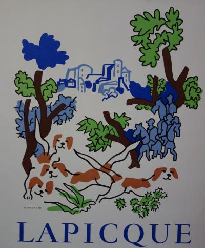 Charles LAPICQUE : Paysage de Provence aux chasseurs - Lithographie originale - Mourlot 1971 2