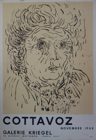 André COTTAVOZ : Portrait de la mère de l’artiste - Lithographie originale - Mourlot 1965 2