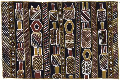 Dessin aborigène, Kaye Mary ORSHO, pigments naturels sur papier, 1996 2