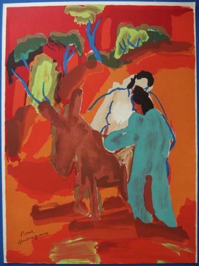 Pierre AMBROGIANI - Couple et son âne - Lithographie originale signée 2