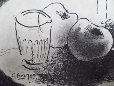 Georges BRAQUE - Le verre et les deux pommes - Lithographie originale signée 2