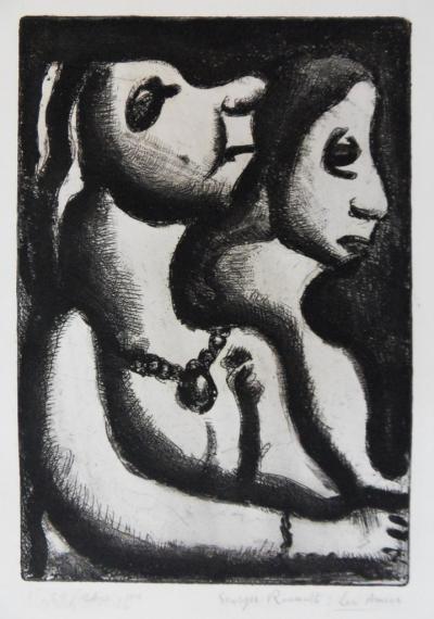 Georges ROUAULT (1871-1958) - Deux femmes - Gravure originale 1918 signée au crayon 2