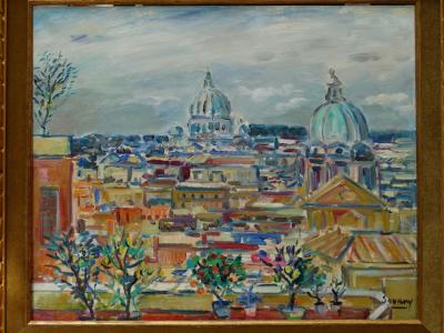Robert SAVARY (1920-2000). Rome IIII. Huile sur toile. 2