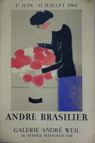 André BRASILIER : Une jeune femme au bouquet de fleurs et Nature morte - lithographie 2