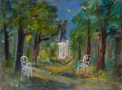 Roland DUBUC : Le Square Van Gogh à Auvers sur Oise - Huile sur toile Signée 2