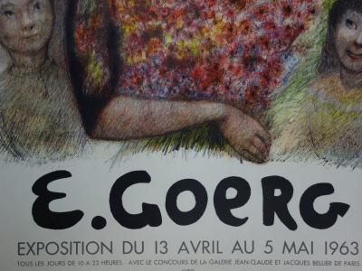 Édouard GOERG - Une femme au bouquet de fleurs, lithographie 2