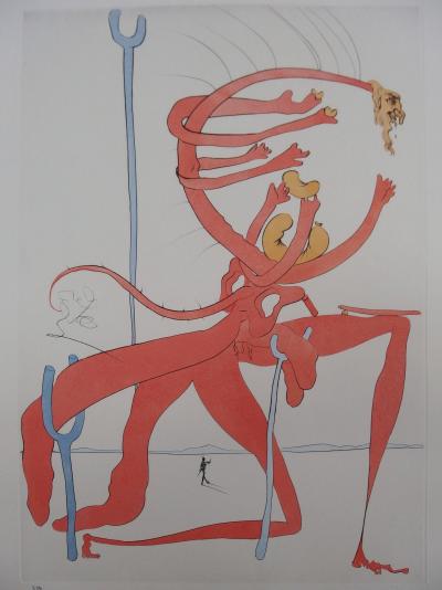 Salvador DALI : Figure rouge avec portrait - Gravure originale signée 2