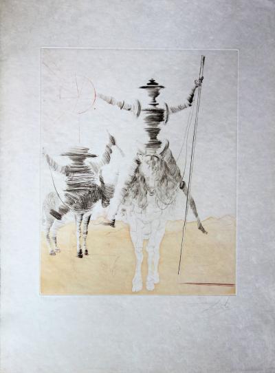 Salvador Dali : Don Quichotte et  Sancho Panza - Gravure originale signée 2