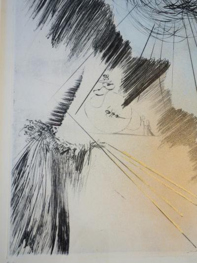 Salvador Dalí : Femme au clown, Gravure originale aquarellée et signée 2