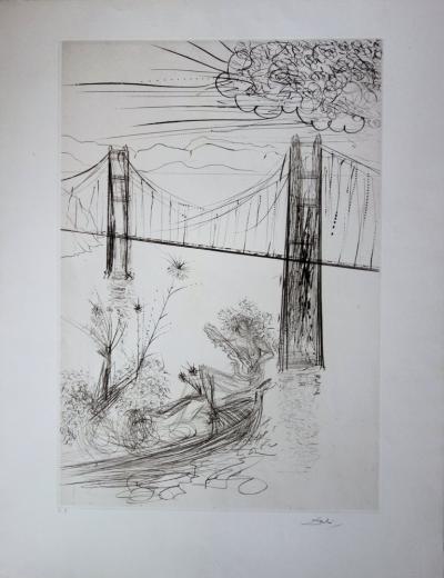 Salvador Dali : San Francisco : Golden Gate Bridge - Gravure originale signée 2