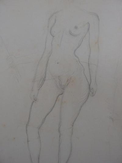 Salvador DALI - Modelo desnudo de pie - Dibujo original de la colección Paul Eluard 2