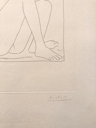 Picasso - Pablo Picasso ( 1881-1973) Femme nue se couronnant de fleurs - Suite Vollard 2