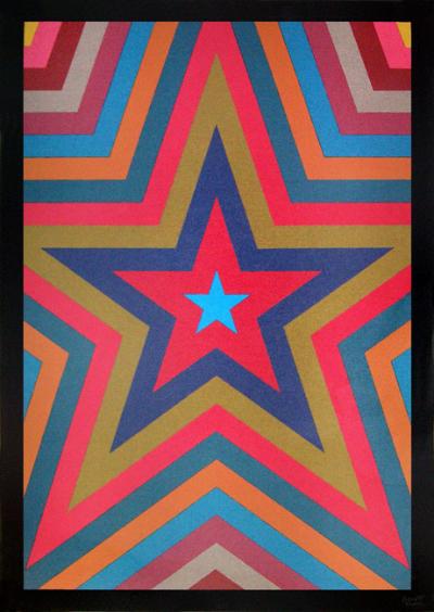 Sol LEWITT - Five pointed star with colorbands, 1992 - GRANDE  sérigraphie originale signée au crayon 2