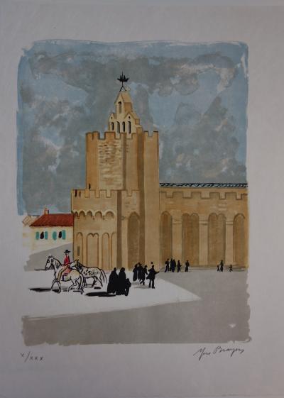 Yves BRAYER : L’Eglise fortifiée des Saintes Maries - Lithographie originale signée /30ex 2