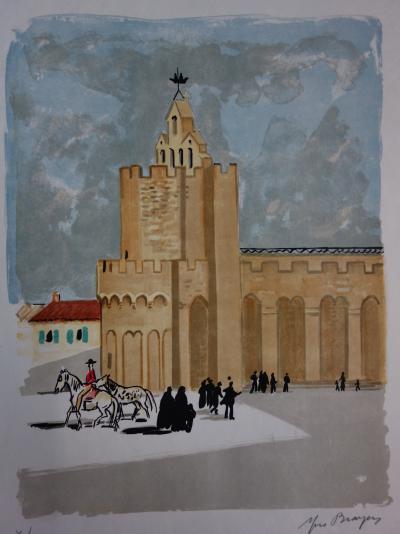 Yves BRAYER : L’Eglise fortifiée des Saintes Maries - Lithographie originale signée /30ex 2