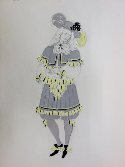 Suzanne LALIQUE  - Costume à la mousquetaire, Dessin original signé 2