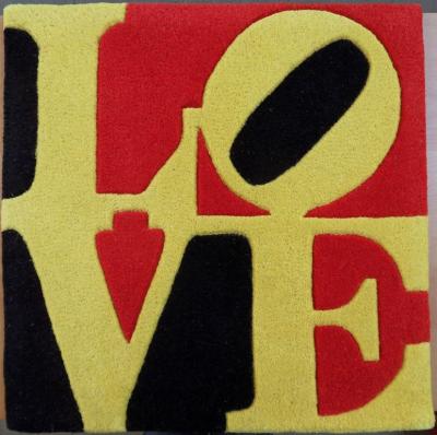 Robert INDIANA (after) - Tappeto Liebe Love in lana cardata a mano 2