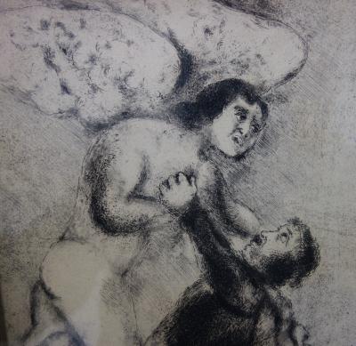 Marc Chagall : La Bible : La lutte de Jacob avec l’Ange - Gravure originale signée 2