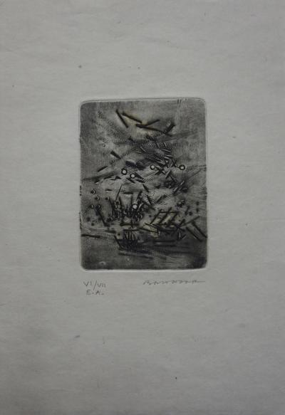 Julius BALTAZAR - Pluie de clous, Gravure originale signée 2