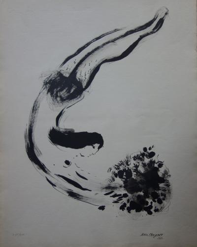 Marc CHAGALL : Plongeuse au bouquet - Lithographie signée 1958 2