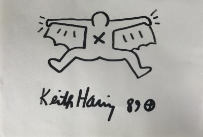 Keith HARING (USA, 1958-1990) - Dessin au feutre d’un homme ailé 1989 2