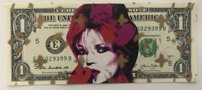 Death NYC (USA, 1979) - lot de 5 véritables billets de 1$ peints 2