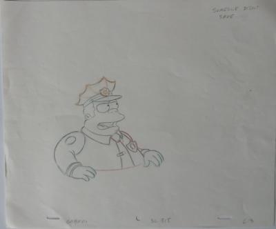 Dessin original de production du chef Wiggum demi des Simpsons 2