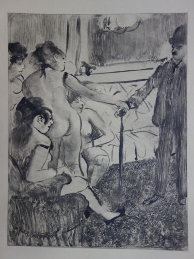Edgar DEGAS : Un client timide - Gravure originale, 1935 2
