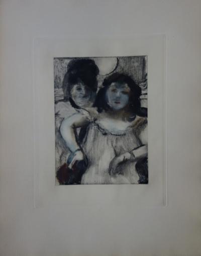 Edgar DEGAS : Deux filles maquillées - Gravure originale, 1935 2