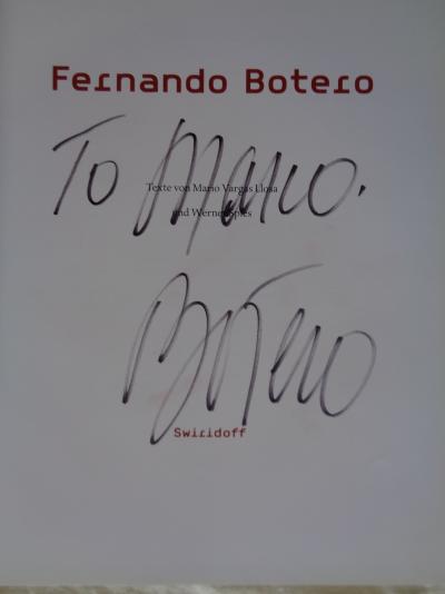 Dédicace de Fernand Botero sur un catalogue  - Editions Swiridoff 2