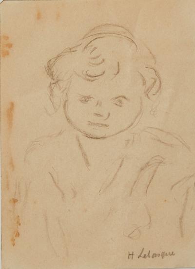 Henri LEBASQUE : Portrait d’enfant, Dessin original signé 2