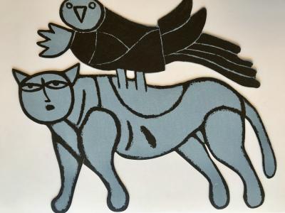 Corneille - Le chat et l’oiseau (sculpture en métal) 2