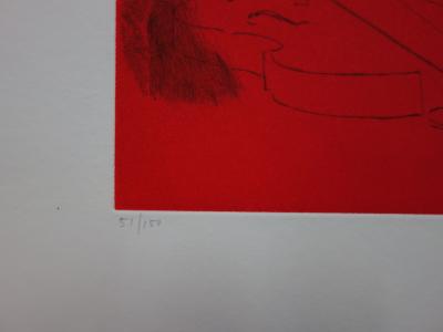 Paul GUIRAMAND - Nature morte rouge, gravure originale signée 2
