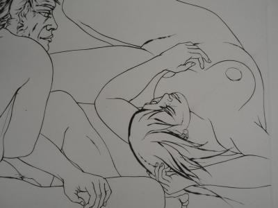 Pierre-Yves TREMOIS - Mythologie : Minos face à une femme, gravure originale signée 2