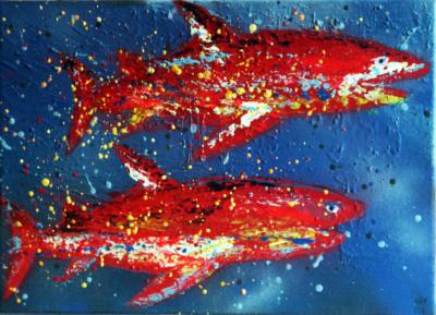 HAYVON , banc de requins pop art 2