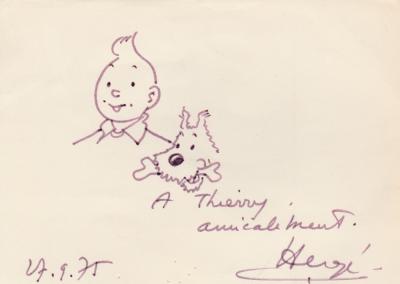 HERGE - Dessin original Tintin et Milou signé 2