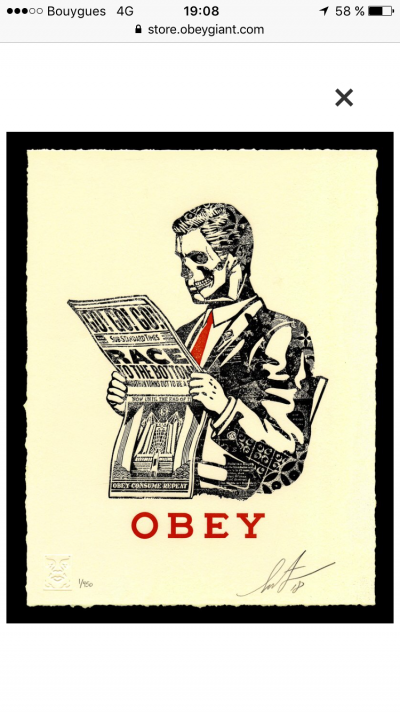 Shepard Fairey- OBEY/ RACE TO THE BOTTOM LETTERPRESS 2