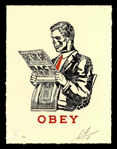 Shepard Fairey- OBEY/ RACE TO THE BOTTOM LETTERPRESS 2