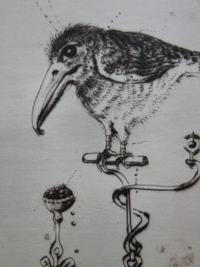 Mordecai MOREH : Petit oiseau - Gravure originale signée 2