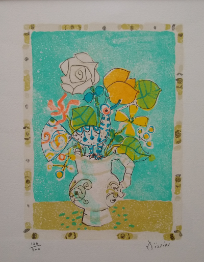 Paul AIZIPIRI - Petit bouquet - Lithographie originale signée au crayon 2
