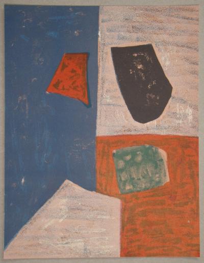 Serge POLIAKOFF - Composition rose, rouge et bleue, 1958 - Lithographie originale