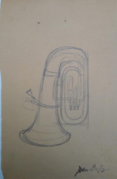 Jean Dufy (1888-1964) - « Tuba » dessin à la mine de plomb, portant cachet à l’encre « Jean Dufy » en bas à droite 2