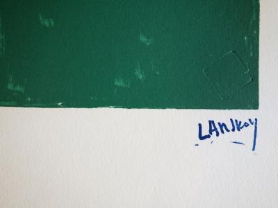 André Lanskoy : Composition au fond vert - Lithographie originale signée 2