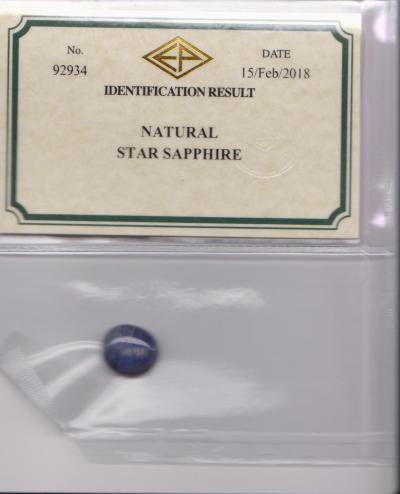 Saphir étoilé naturel et non chauffé de 13,32 carats, livré avec deux certificats 2