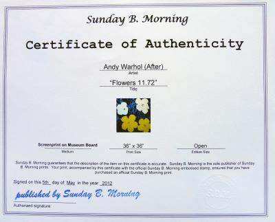 Andy Warhol (d’après) Sunday.B.Morning - Fleurs 11.72 Sérigraphie, avec certificat d’authenticité - Pop Art 2