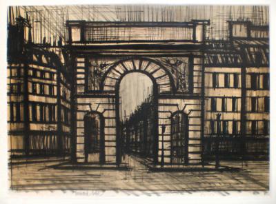 Bernard  Buffet - La porte Saint-Martin, 1962 - lithographie originale signée à la main et justifiée 2