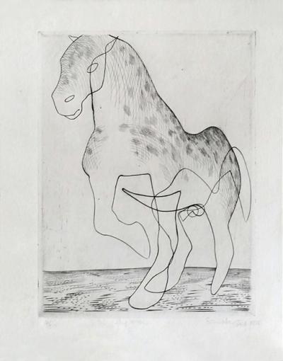 Stanley William Hayter, Big horse,  gravure originale 1931 burin et pointe sèche, titrée et signée au crayon.Référence cataloge raisonne 46 2