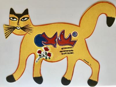 Corneille - La chat jaune (structure métallique originale signée par l’artiste) 2