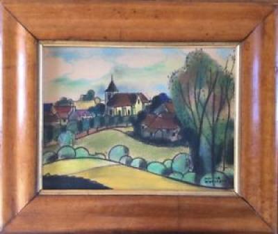 Maurice BLANCHARD - Village, vers 1950 - Pastel signé 2