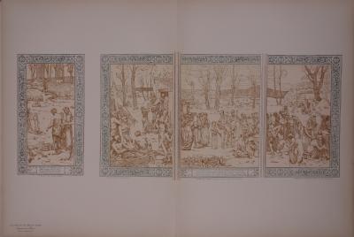 Puvis de Chavannes : Enfance de Sainte Geneviève - lithographie signée, 1897 2